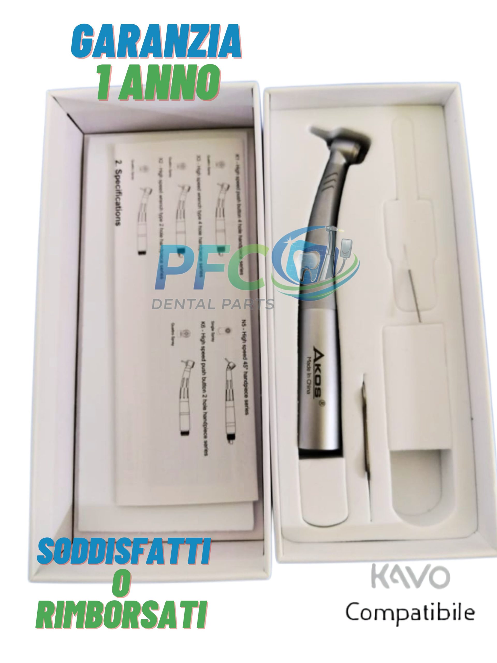 TURBINA DENTALE STANDARD 4 Punti Spray con FIBRA OTTICA AKOS attacco KAVO* - immagine 3