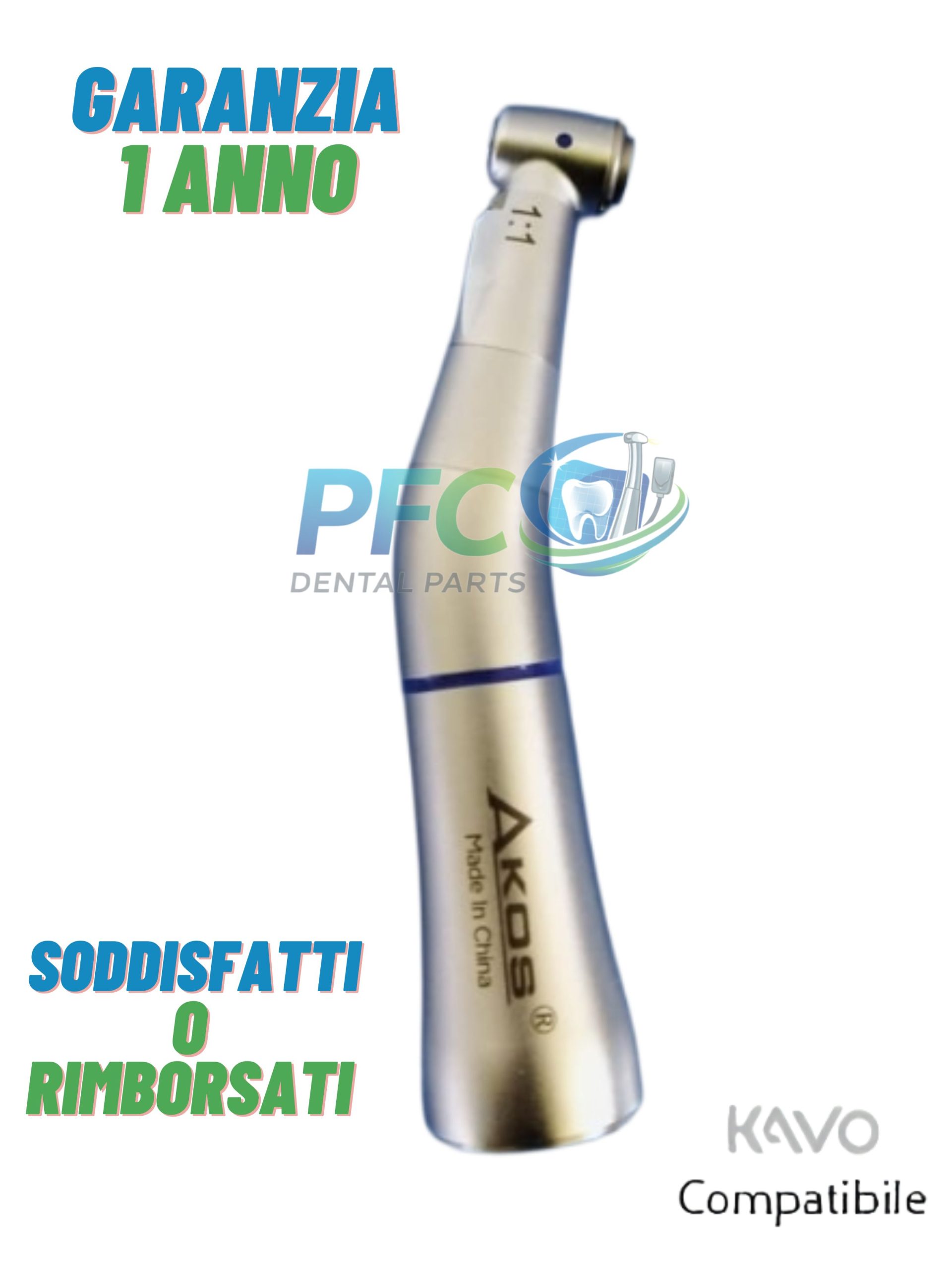 Contrangolo Dentale 1:1 Fibra ottica LED AKOS attacco KAVO*